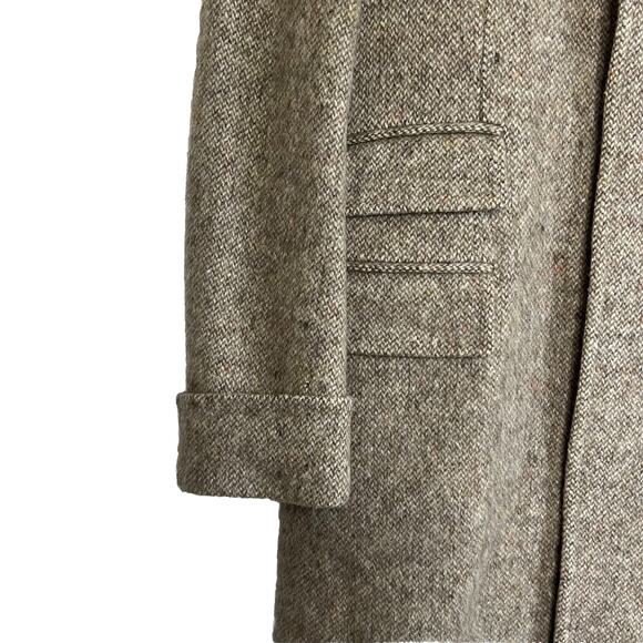 Brunello Cucinelli Men’s 100% Wool Herringbone Tan Overcoat Size 48 Mid Length - Picture 2 of 10